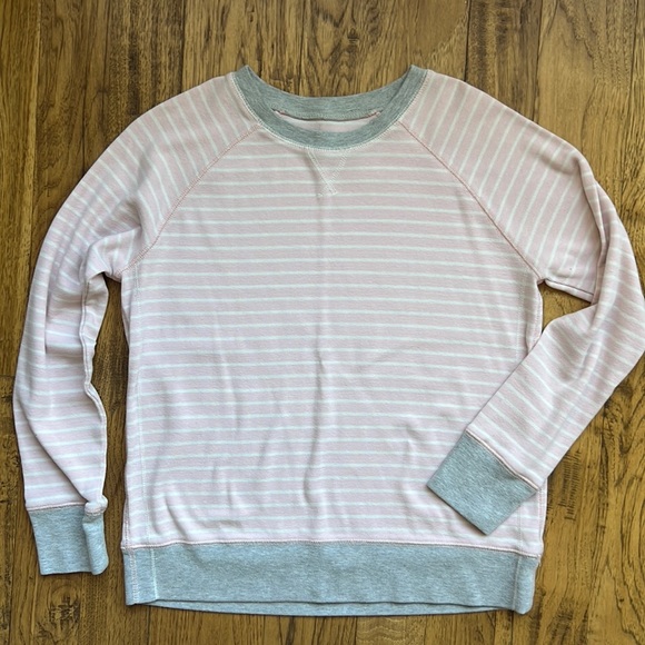 Eddie Bauer Pink & Gray Raglan Striped Pullover MP - Picture 1 of 4